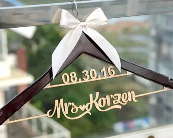 

Customize Wood Bridal Last Name Hanger ,Wedding Hanger Personalized with Date and Name, Rustic Wedding Dress Hanger