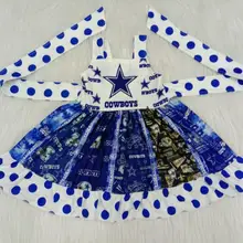 /розничная, Ковбойское платье модные платья в горошек для маленьких девочек с изображением звезд детская одежда на бретелях vestido gxj