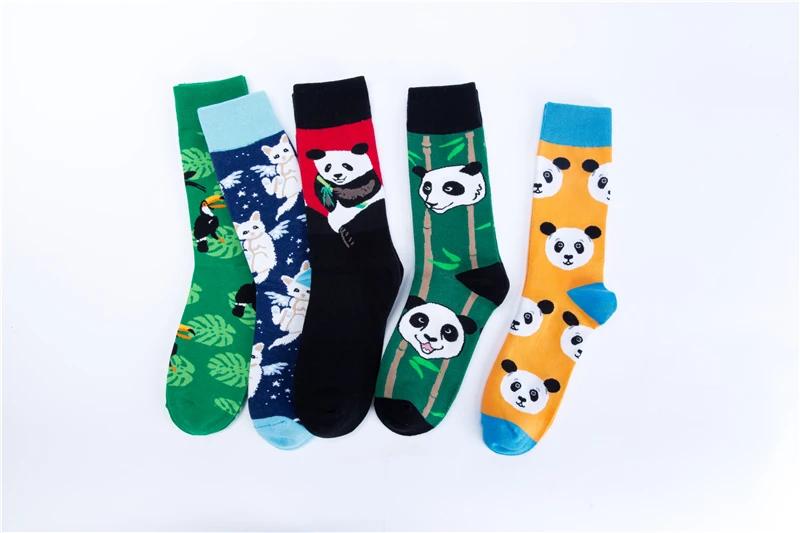 Moda Socmark Новое поступление счастливые мужские носки/женские модные повседневные забавные Длинные Носки с рисунком панды и животных хлопковые носки для скейтборда