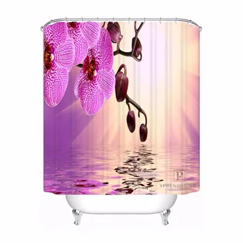 

Custom Elegant Orchid Flower Shower Bath Curtain Mildewproof Waterproof Polyester Various Sizes#0421-21-14