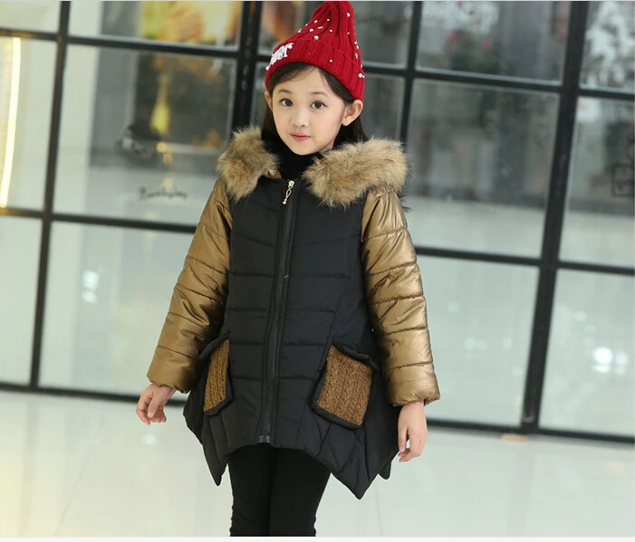 HOT 2016new More girls warm splicing cotton padded clothes Han edition winter new cuhk children s