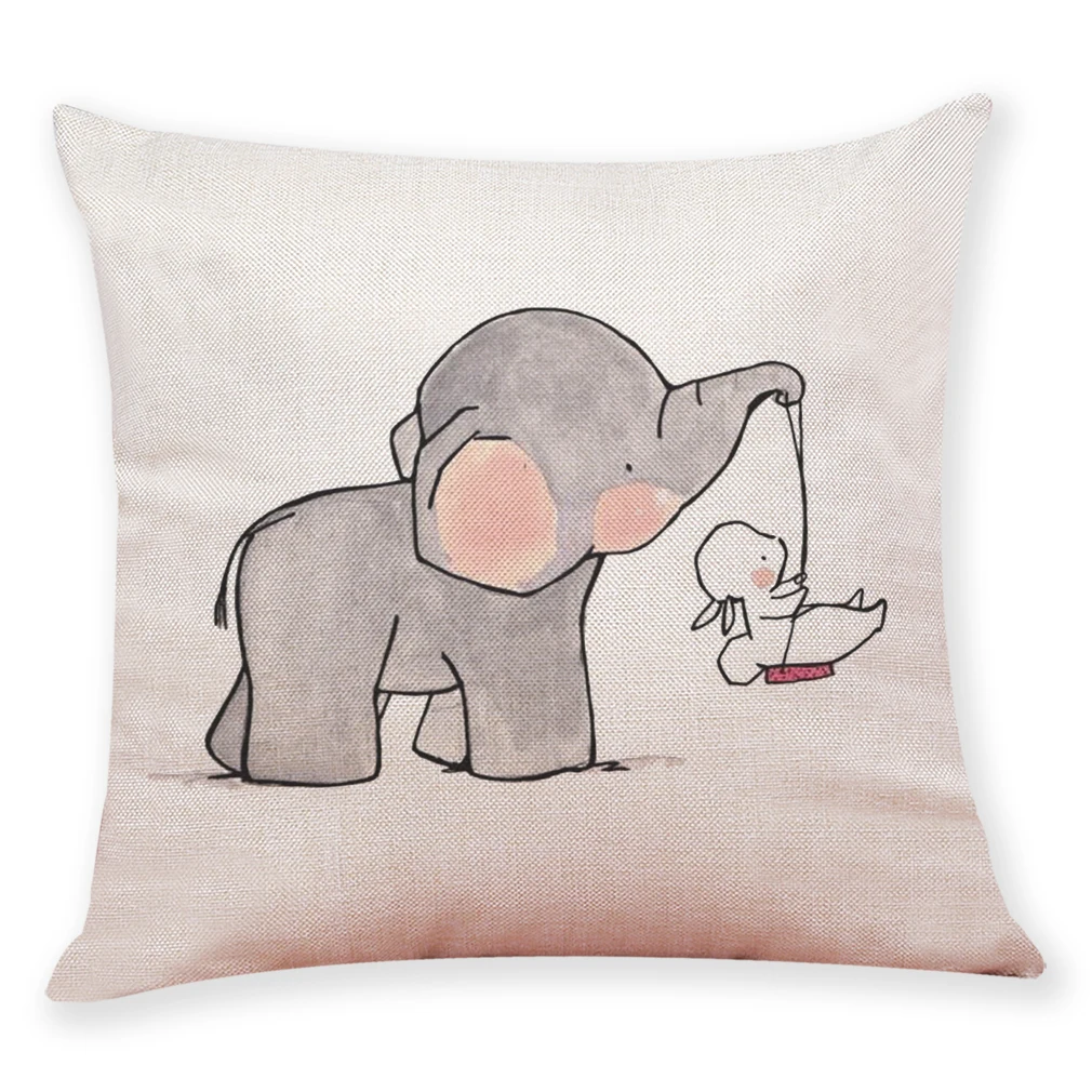 Наволочка для подушки, подарок, милый маленький слон, с рисунком, с одной стороны, с рисунком, льняная, для дивана, автомобиля, для дома, декоративная наволочка, чехол Cojines - Цвет: 04