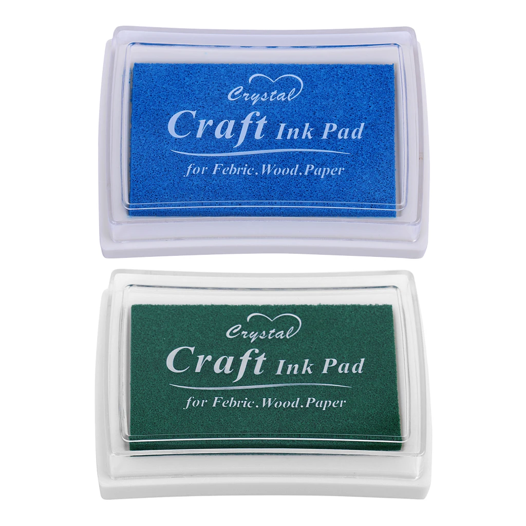 

2Pcs Stamp DIY Handcraft Ink Pad Stationery for Paper Wood Fabric Scrapbooking 7 x 5 x 1.8cm (Grass Green ,Sky Blue)