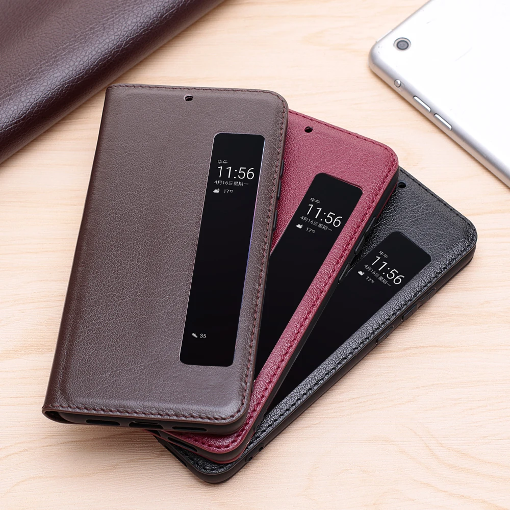 

CYBORIS Cases cover For huawei p20 Flip View Window Magnetic Sleep function Genuine Leather cover for huawei p20 Capa Coque