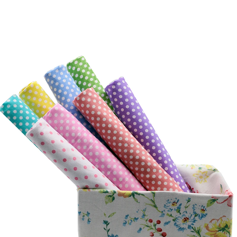 

New 8 Polka Dot Stripe 100% Cotton Cloth- Slanting Fabric for Sewing Quilting Patchwork cherry printed Handmade DIY Material
