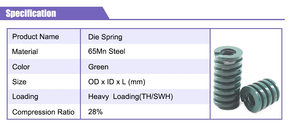 Gearway 2 шт. зеленый компрессионная пружина TH16x60/16x65/16x95/16x100 мм тяжелая загрузка трубчатый раздел Плесень Die компрессионная пружина