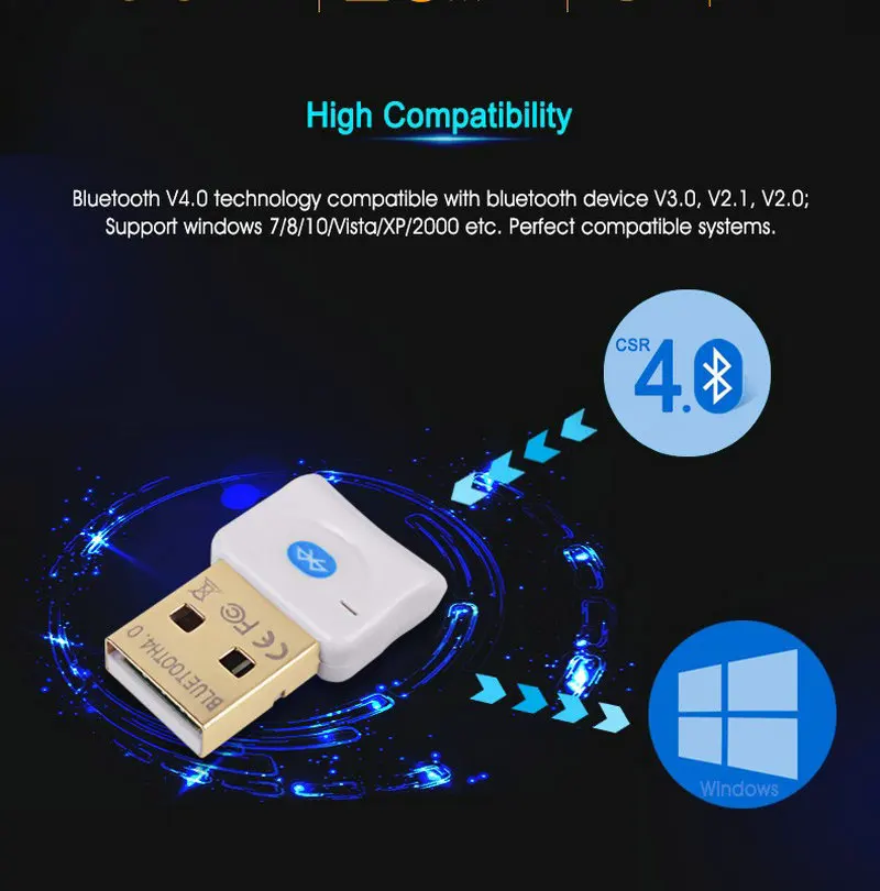 Hongsund Беспроводной USB Bluetooth адаптер V4.0 Bluetooth Dongle Музыка Звук приемника Adaptador передатчик для компьютера PC ноутбук