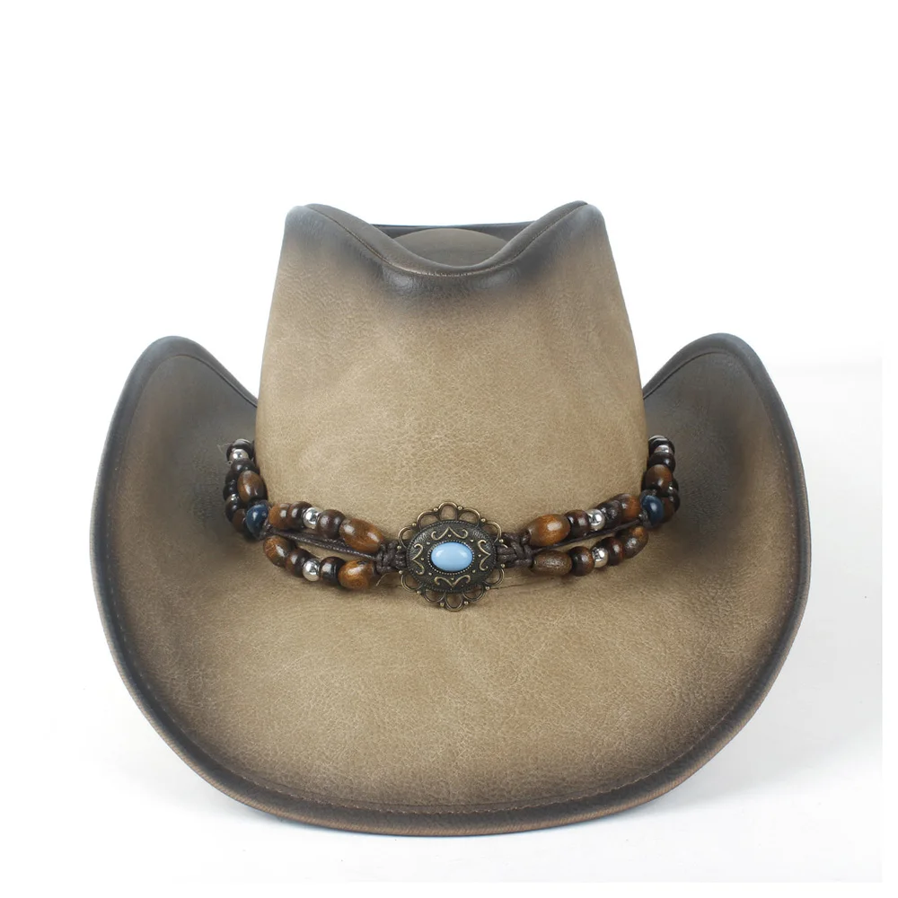 New Fashion Women Men Retro Vintage Turquoise Leather Strap Cowboy Cowgirl Caps