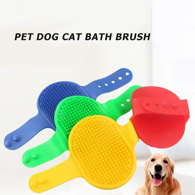

1PC Pet Dog Cat Bath Brush Comb Rubber Glove Hair Fur Grooming Massager Massage Mit Pet Shower Cat Dog Brush Random Color