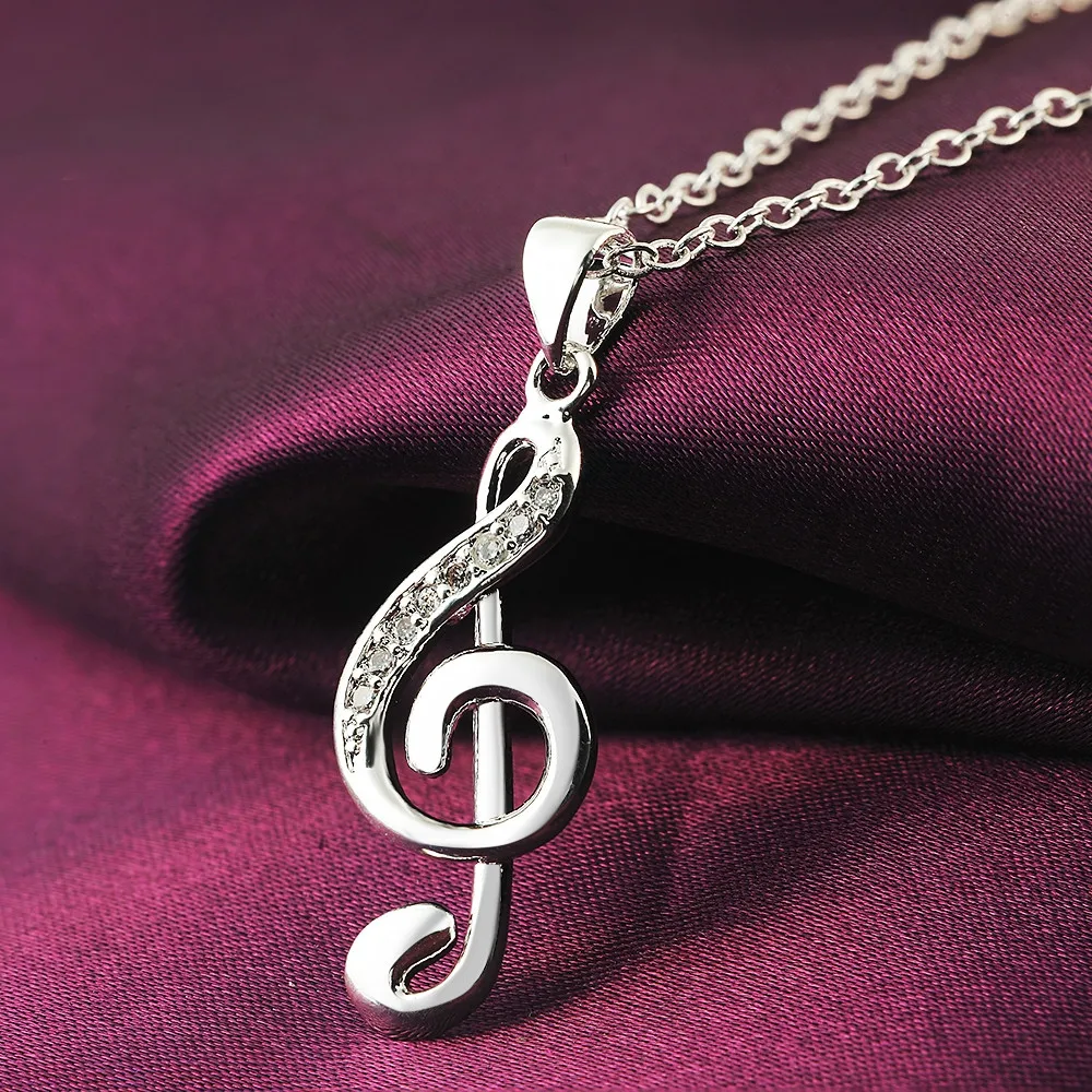 

2018 Fashion Jewelry Chic Treble G Clef Music Note Charm Pendant Necklace Gift Musica ladies girl choker collar ribbon dropship