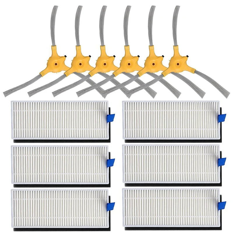 

6PCS Side Brush + 6 Set Dust Hepa Filter Replacement for Eufy Robovac 11+ 11 Plus Robot Vacuum Cleaner Spare Parts Accessory