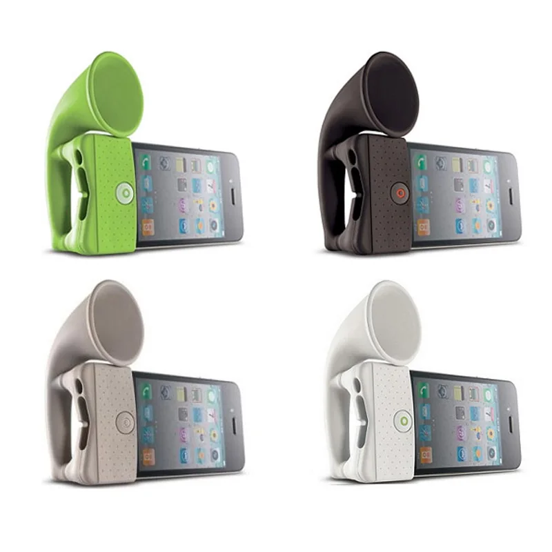Cute Silicone Horn Stand Portable Mini Wireless Speaker Loudspeaker Amplifier for iPhone 4 Smart Phone random color for Apple 4