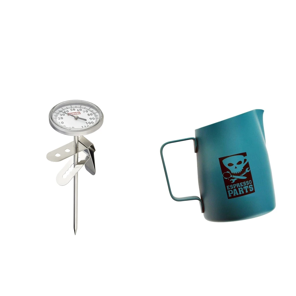 Instant Read Coffee Steamed Milk Frothing Thermometer Timer Stainless Steel Coffee Thermometer for milk pitcher or coffee pot