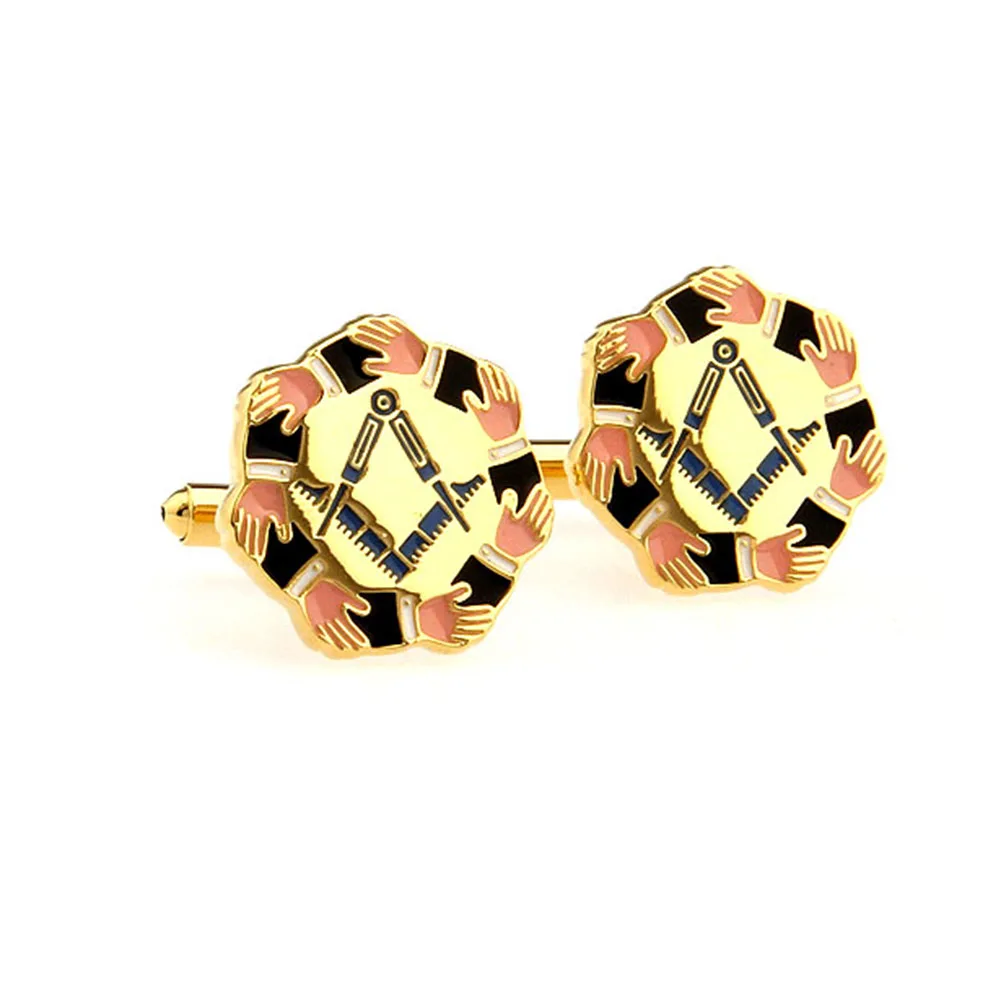 Beour Brand Masonic Cufflink For Mens Traditional Belief Gold Cufflink