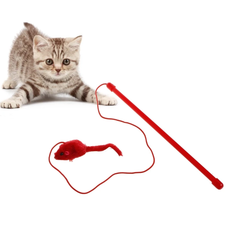 Elastic Rod Faux Mouse Toys for Pet Cat Kitten Playing Interactive