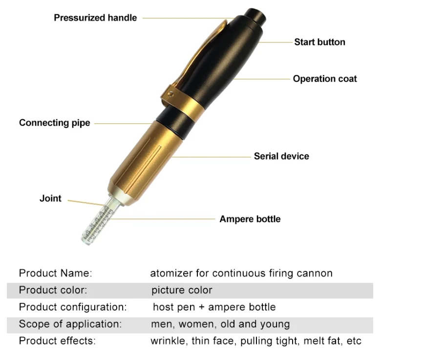 Popular No needle meso beauty gun needleless atomization mesotherapy wrinkle removal hyaluronic pen