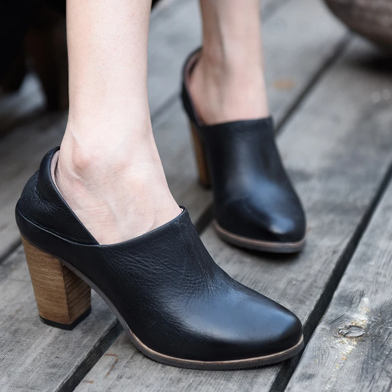 

Artmu Fashion High Heels Women Pumps Shoes Two Kinds of Wearing Methods Female Handmade Women Leather Shoes Soft Soles Shoes