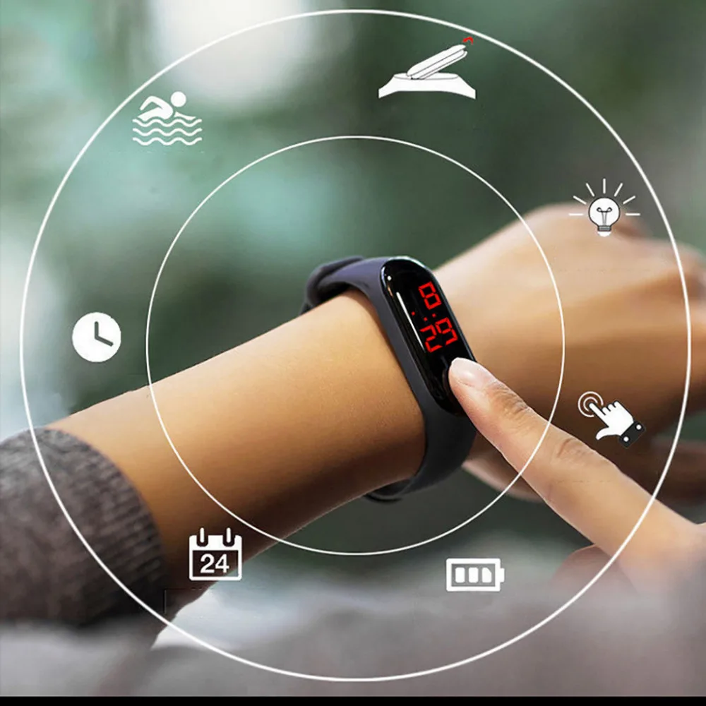 

New Arrival Unisex Women Watch Touch Screen Feel Screen Led Sports Fashion Electronic Watch High Quality Waterproof Kol Saati #W