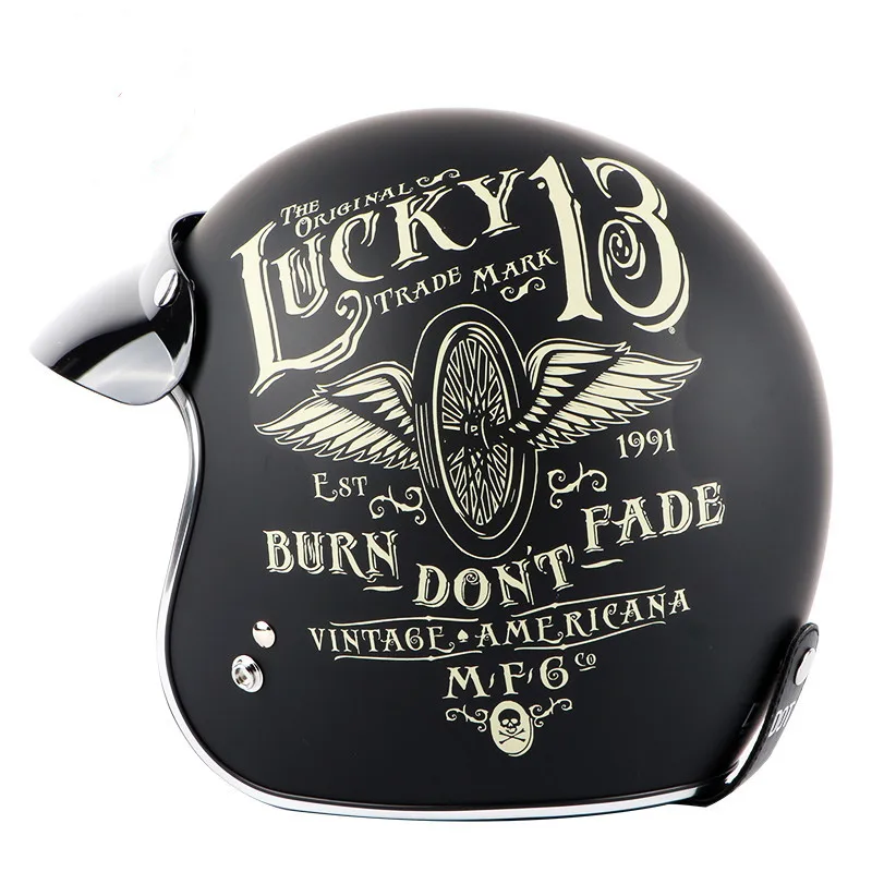 TORC Lucky 13 moto rcycle шлем винтажный T50 скутер с открытым лицом мотоциклетный шлем DOT утвержден moto cicleta capacete - Цвет: Lucky 13