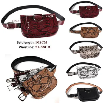 

2019 New Fashion Fanny Waist Pack Women PU Leather Serpentine Print Belt Zipper Waist Bag Chest Bum Coin Phone Tote Purse