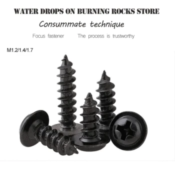 

Free shipping Black cross round head with mat self - tapping screw PWA disc head muon screwM1.2 M1.4 M1.7