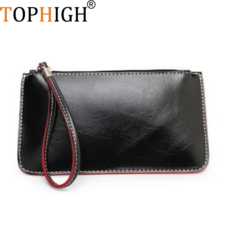 Лидер продаж модный кожаный клатч TOPHIGH с ремешком на руку вечерние сумки женские