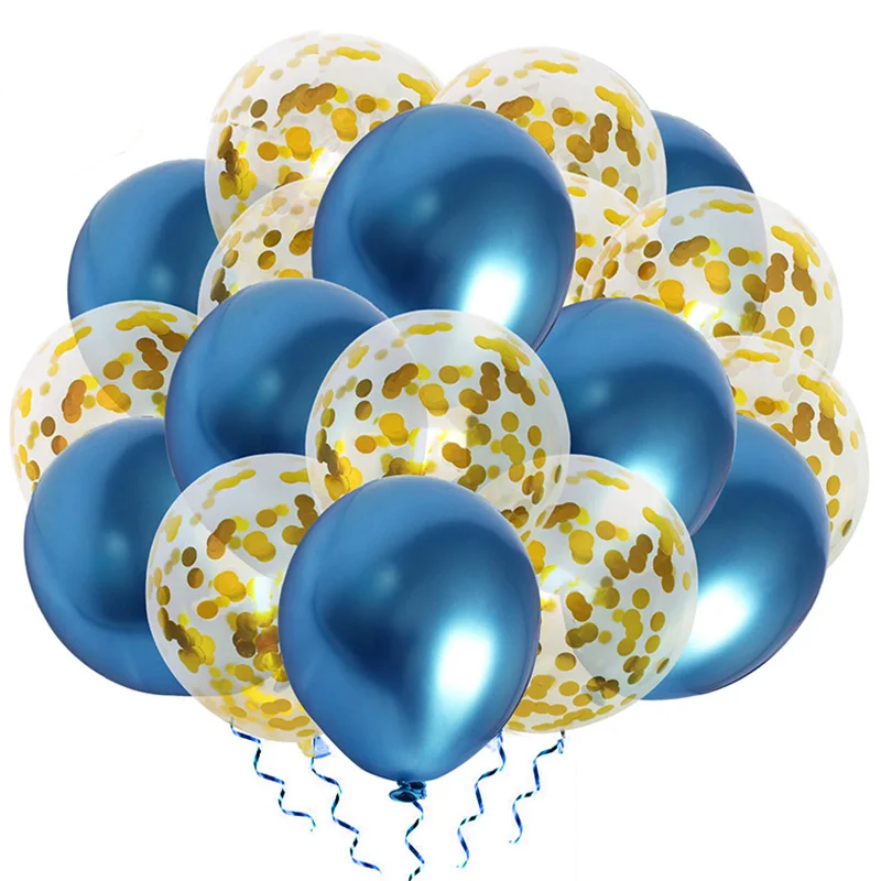 20 шт разноцветные металлические шары конфетти, вечерние украшения для выпускного вечера, для маленьких мальчиков и девочек, 30th 40th 50th 60th Birthday - Цвет: gold blue