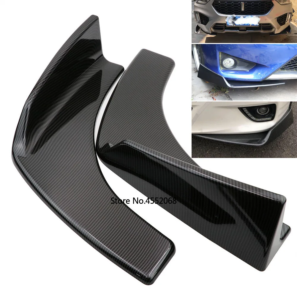 

Universal 1pair Car Front Deflector Spoiler Splitter Diffuser Bumper Canard Lip Body Shovels Carbon Fiber Look