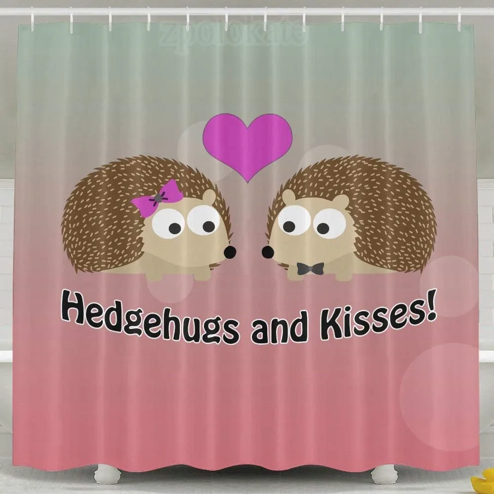 Hedgehugs And Kisses In Love Shower Curtain Fabric Set | Дом и сад
