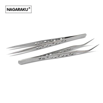 

NAGARAKU 2pcs set,Profissional Eyelashes Tweezers Eyelash Extension Pinzas Accurate Lashes Pincet Stainless Tweezer Nail tools