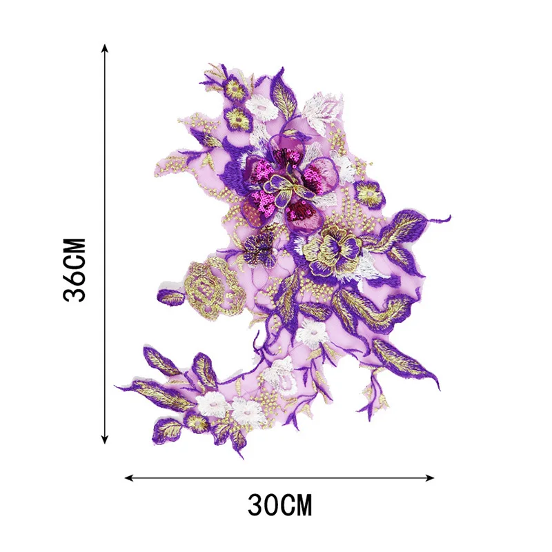 Горячая кружева DIY Цветочные вышитые DIY свадебное платье Высокое качество популярная аппликация Одежда патч 1 шт - Цвет: Style 2 Purple