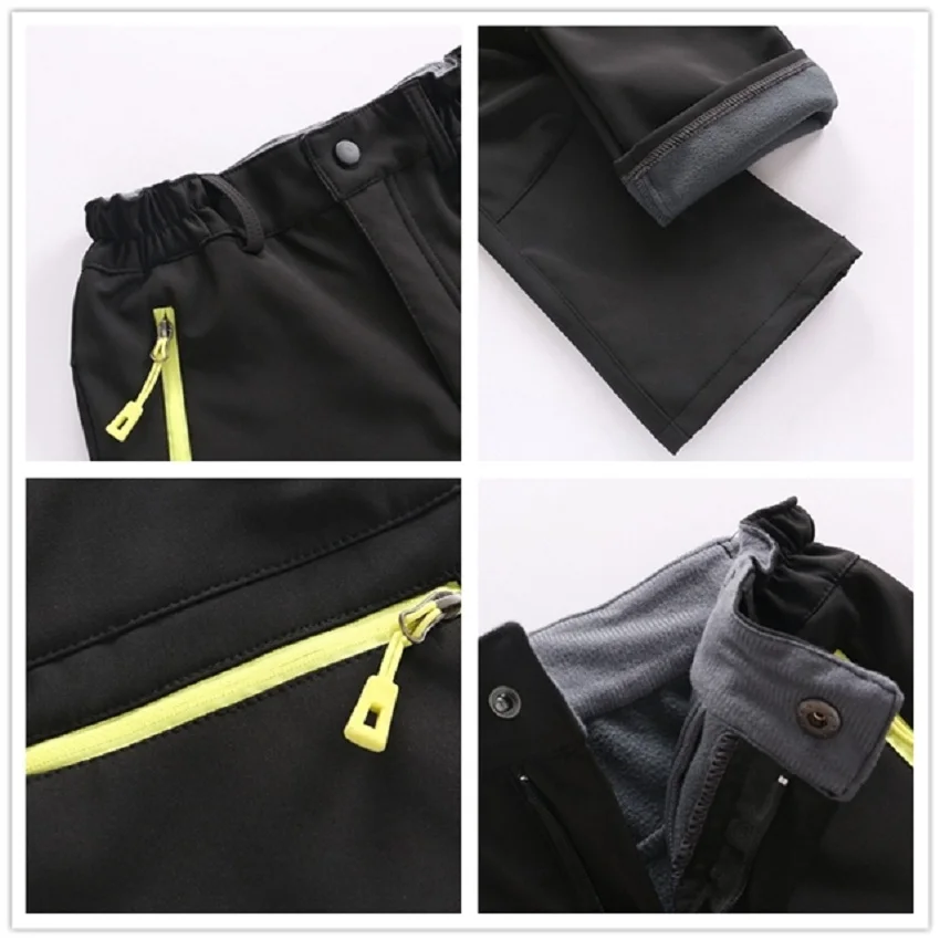 2018 marca nuevos niños invierno Fleece Softshell caminar pantalones juventud niños al aire libre impermeable Camping Trekking esquí Thousers
