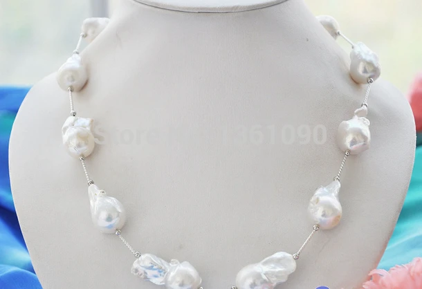 

000208 white baroque KESHI REBORN PEARL SILVER NECKLACE (A0502)