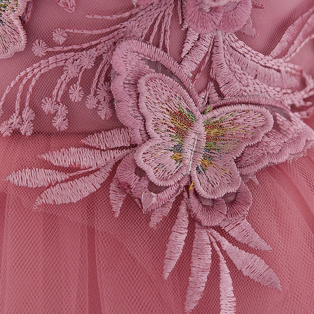 Вечернее бальное платье с аппликацией в виде цветов для маленьких девочек; Новая детская одежда; Сетчатое платье-пачка с вышивкой для маленьких девочек на день рождения