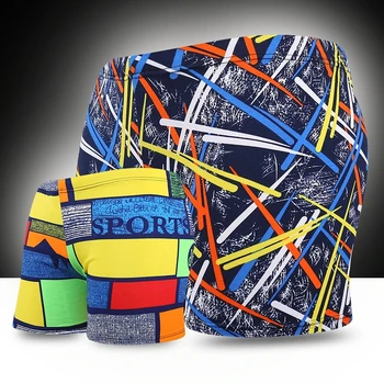 

Men Multi Print Colorful Swimwear Elastic Swimming Trunks Beach Swim Short Briefs Surfing Summer Swimsuit Boxer Shorts Gay Rope