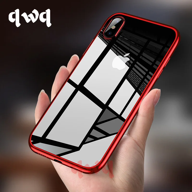 

Luxury Plating Shining Case For iphone 7 Plus Cover 8 Plus Soft Silicon Transparent Phone Cases For iphone 6 6s Plus X TPU Cover