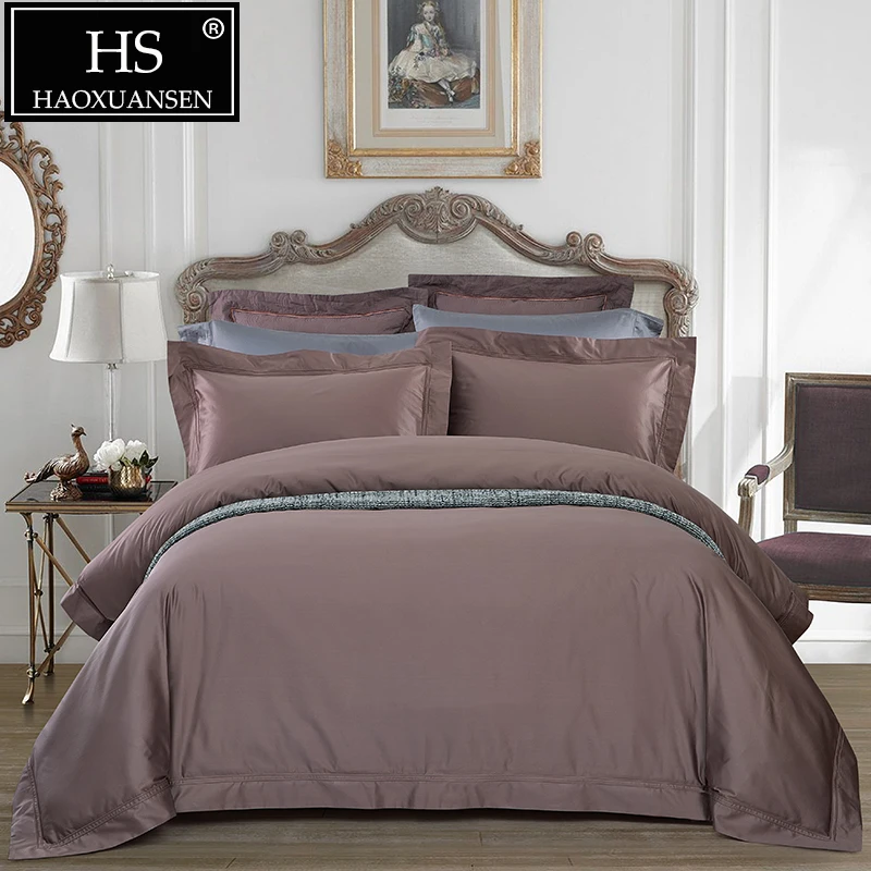 

100% Natural Egyptian Cotton Super Luxury Top Hotel 1000 Thread Count Coffee 4 Pieces Bedding Set Queen King Quilt Cover Set