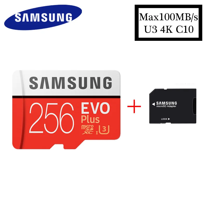 Samsung micro sd карта, 32 ГБ, 64 ГБ 128 ГБ 256 ГБ флэш-карта памяти 100 МБ/с. SDHC/SDXC Class10 UHS-I U3 4K TF карты - Емкость: SX-R-001-256G-AP