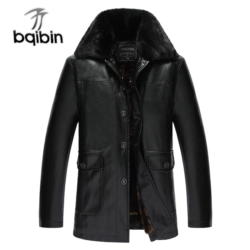 

PU Leather Fleece Jacket Men Warm Winter Autumn Hot Male Casual Thick Fur Classic Long Varsity Windbreaker Coat Mens Overcoat