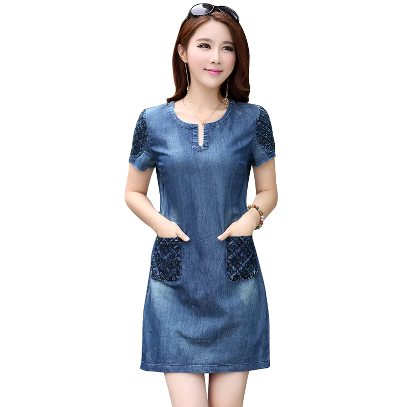 High Quality Summer Dress 2016 Denim Dress Women Loose Fashion Casual Mini Jeans Dresses For Women