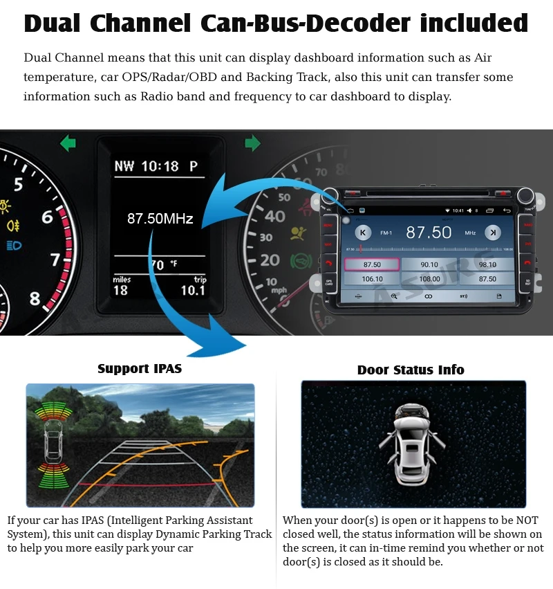 Flash Deal A-Sure 2 Din Android Auto Radio GPS DVD Navigation For VW PASSAT B6 Polo Sharan TIGUAN TOURAN CADDY GOLF 5 Mk6 T5 SEAT Skoda 17
