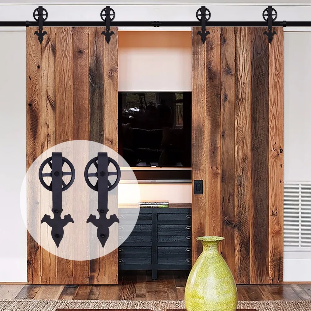 LWZH 16FT 18FT 20FT Sliding font b Closet b font Wood Door Arrow Flower Shaped with