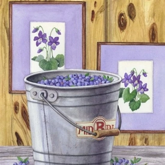 Blueberries And Violets Poster Print by Maureen Mccarthy (11 x 15)