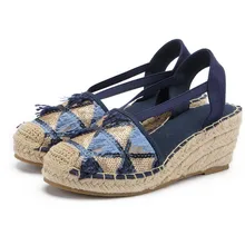 Women Sandals Casual Linen Canvas Wedge Sandals Summer Ankle Strap Med Heel Platform Pump Espadrilles Shoes Women Sandals Casual Linen Canvas Wedge Sandals Summer Ankle Strap Med Heel Platform Pump Espadrilles Shoes