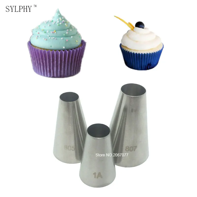 

#1A#805#807 Round Cake Cream Decorating Tips Set Cupcake Stainless Steel Piping Nozzle Pastry Cake Piping Tools