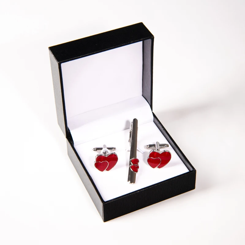 

Fashion Black Tie Clips and Cufflinks Set Box Jewelry Storage Cases Gift Packaging Box for Mens Business Wedding