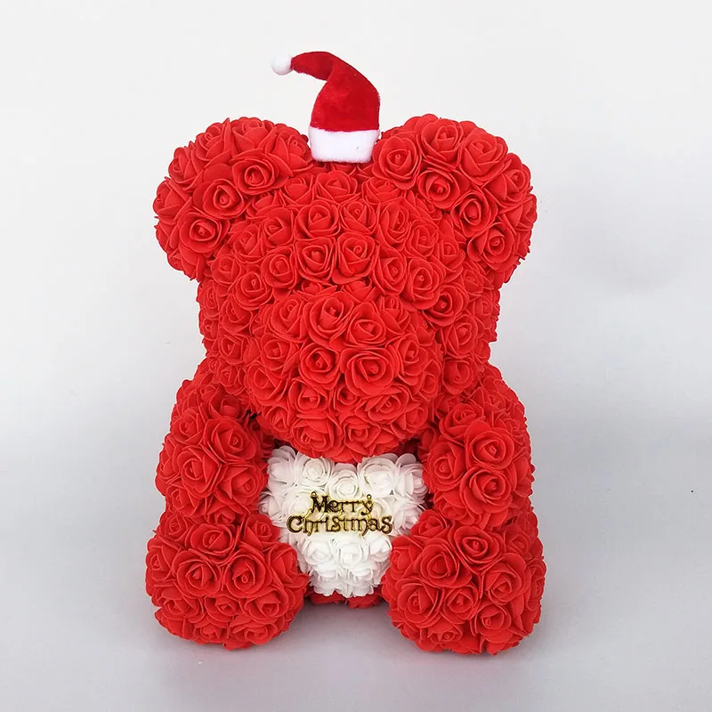 red teddy bear rose bear with heart artificial roses foam roses flower Christmas decoration for home. christmas gift - Цвет: red