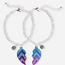 Блестящий шеврон Bff Сердце Браслеты Мода лучший друг дружба браслет для девочек набор из 2 BFF браслеты