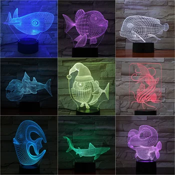 

Fish Night Light LED 3D Illusion Lampara Decorative Lamp Touch Sensor Child Kids Gift Animal Nightlight Table Lamp Fish Bedroom