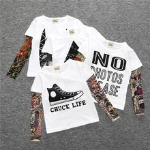 boy Girl Clothes Cotton T-shirt Long Sleeve Children T- Shirts Novelty Tattoo Sleeve T- Shirts Baby Tops Spring&autumn Kids